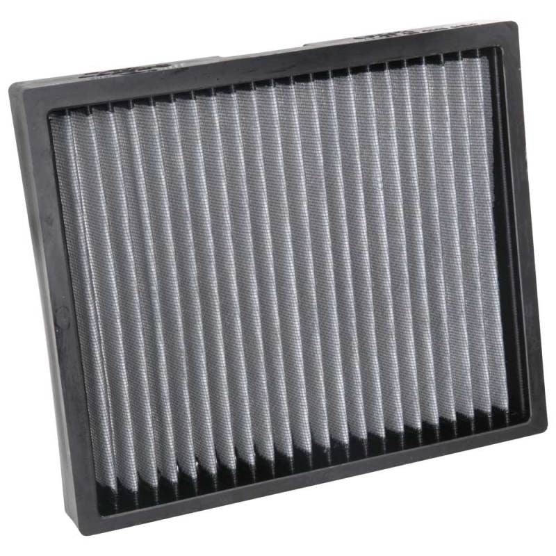 K&N VF2071 washable replacement cabin air filter with white pleated synthetic media and black polymer frame.