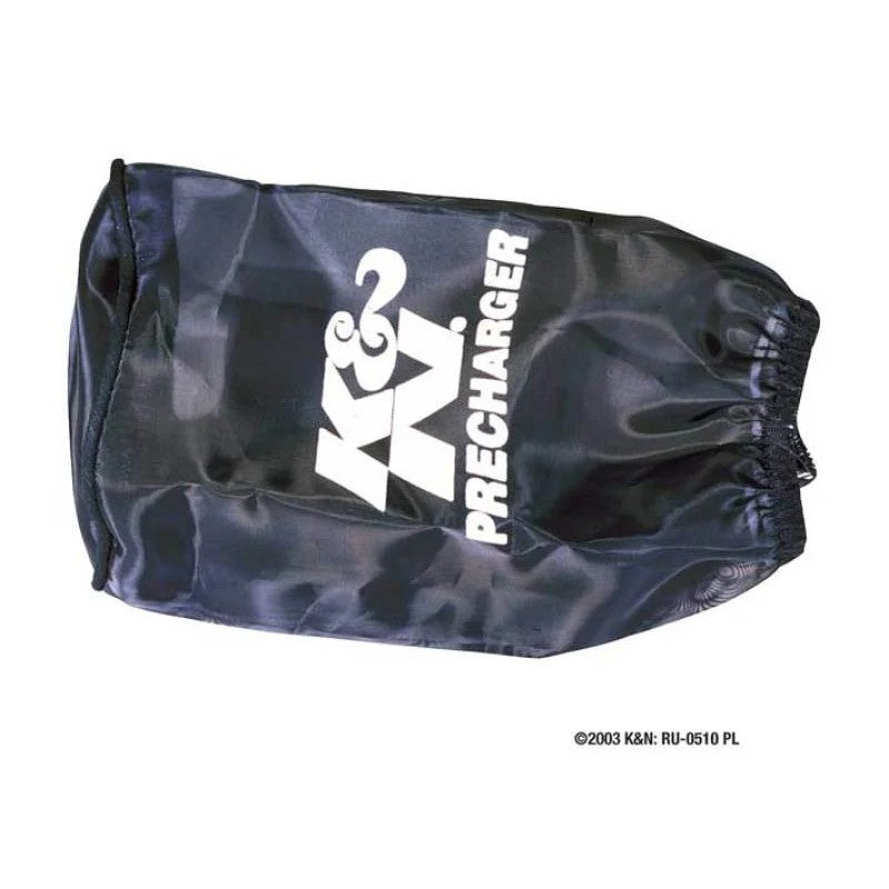 Blue K&N PreCharger polyester air filter wrap for round straight filters, 3.5 inch ID by 5 inch height.