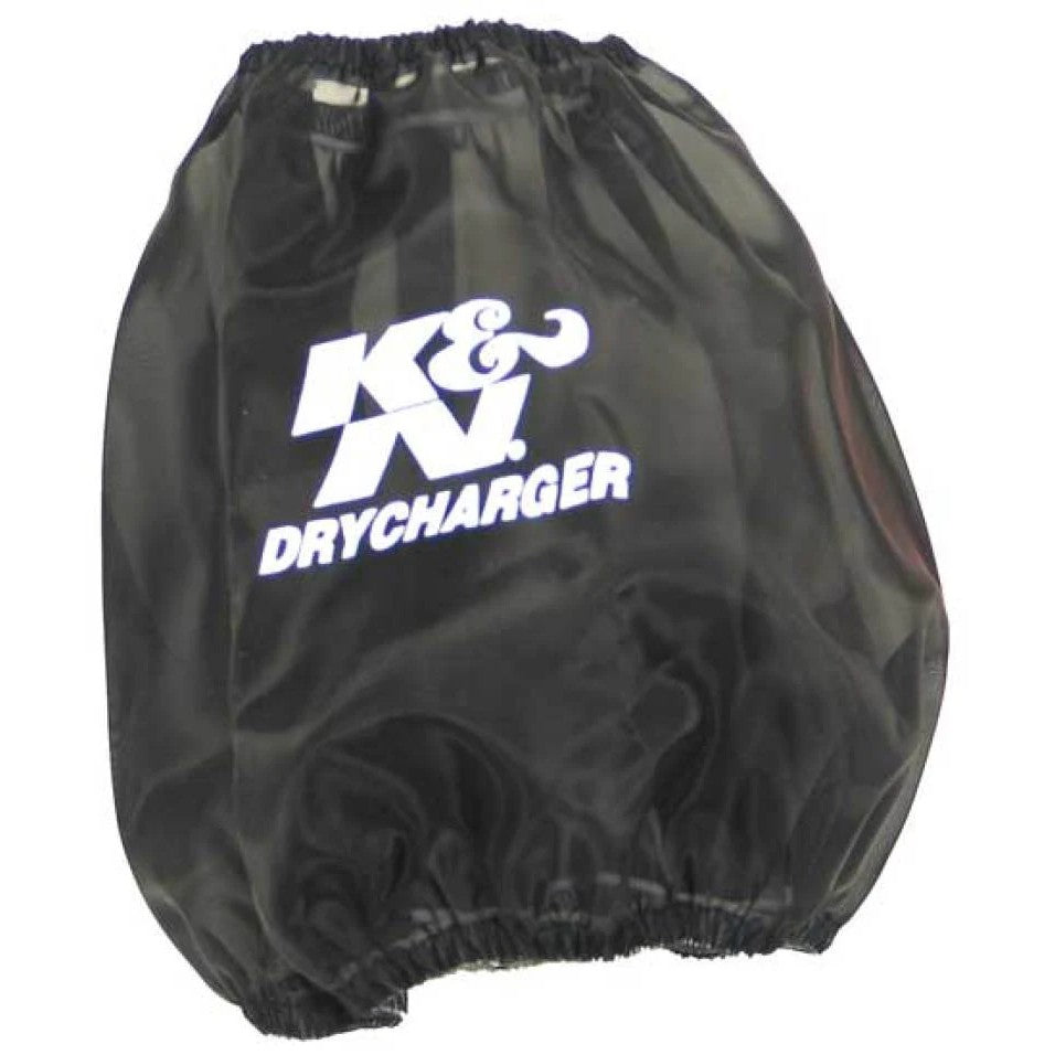 K&N RF-1048DK black tapered Drycharger air filter wrap with 7.5-inch base and 4.5-inch top diameter