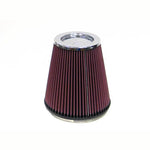 K&N RF-1044 round tapered universal air filter with 6 inch mounting flange and red pleated cotton media