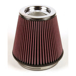 K&N RF-1042 round tapered universal air filter with red pleated cotton media and black rubber flange.