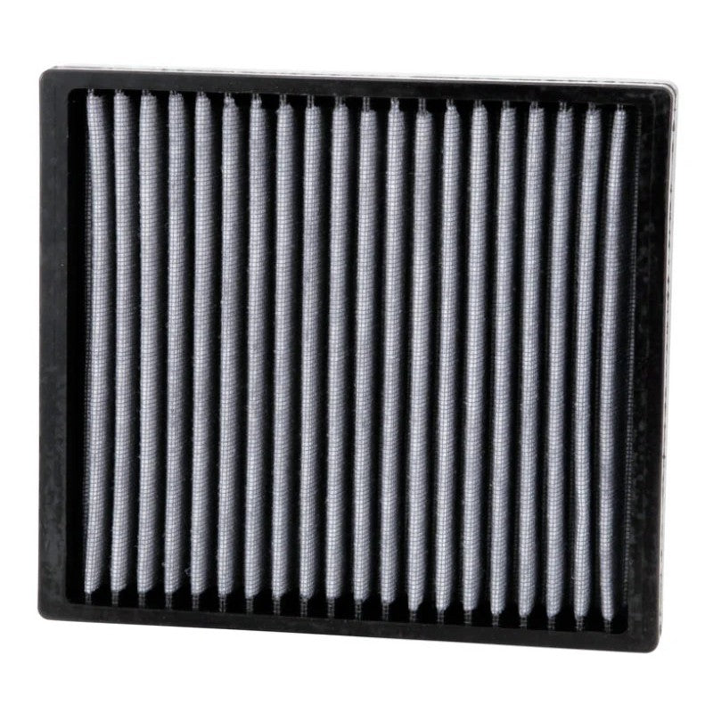 K&N VF2013 washable cabin air filter featuring pleated synthetic filtration media and a durable black frame