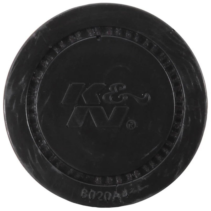 K&N 62-1010 crankcase vent filter featuring a black embossed rubber top and 0.5-inch zinc-plated steel mounting tube.