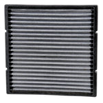 K&N VF2002 white pleated synthetic washable cabin air filter with black frame.