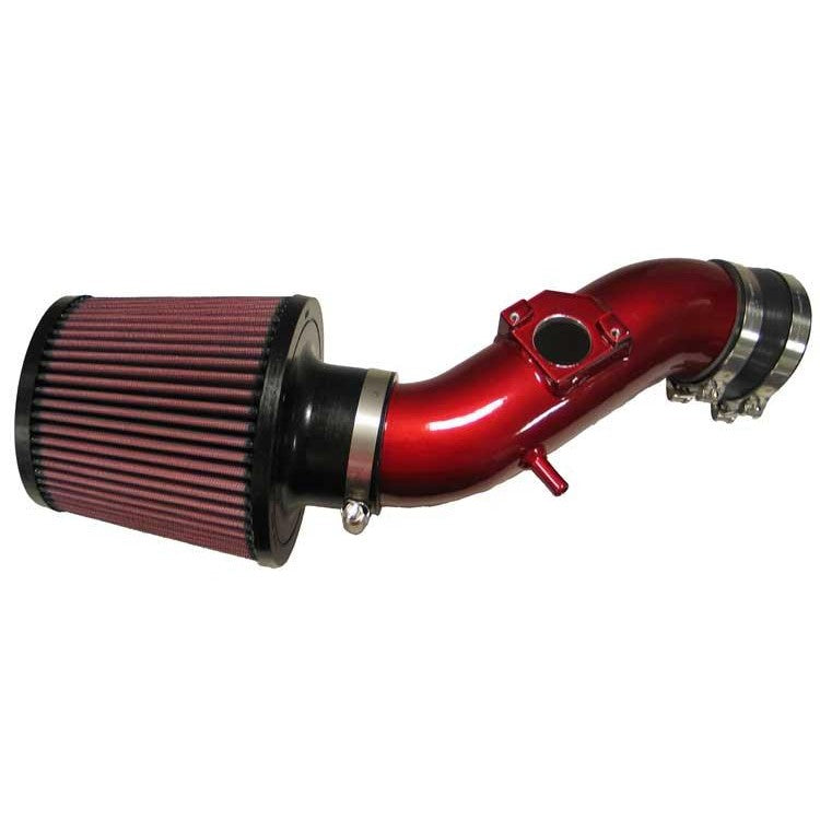 Red powder-coated K&N Typhoon short ram intake tube with black cone air filter for Toyota Corolla 1.8L