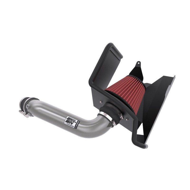 K&N Typhoon Air Intake System 69-5330TS with silver mandrel-bent tube and red high-flow cone filter