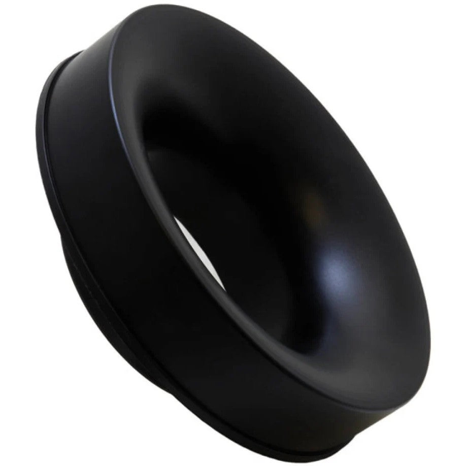 Black K&N universal air filter adapter transition piece from 6-inch filter flange to 3.5-inch intake tube.