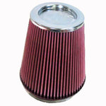 K&N RF-1020 tapered conical air filter with red pleated media and a 6-inch black rubber flange.