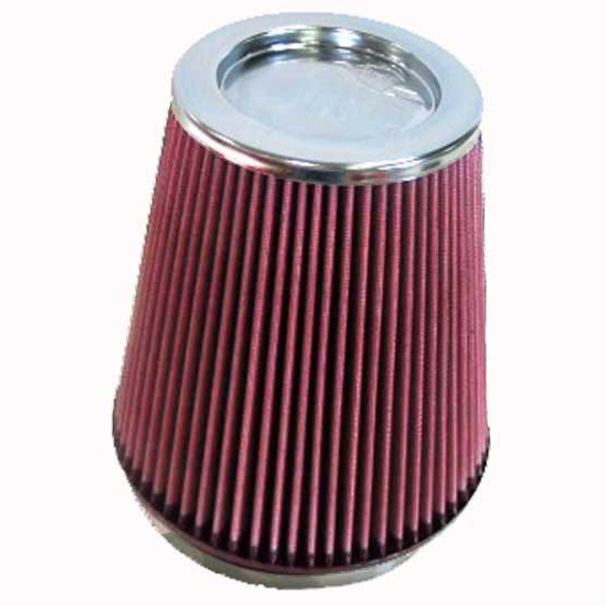 K&N RF-1020 tapered conical air filter with red pleated media and a 6-inch black rubber flange.