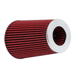 K&N RG-1002RD-L Round Tapered Universal Air Filter with red media, chrome top, and 4-inch flange.