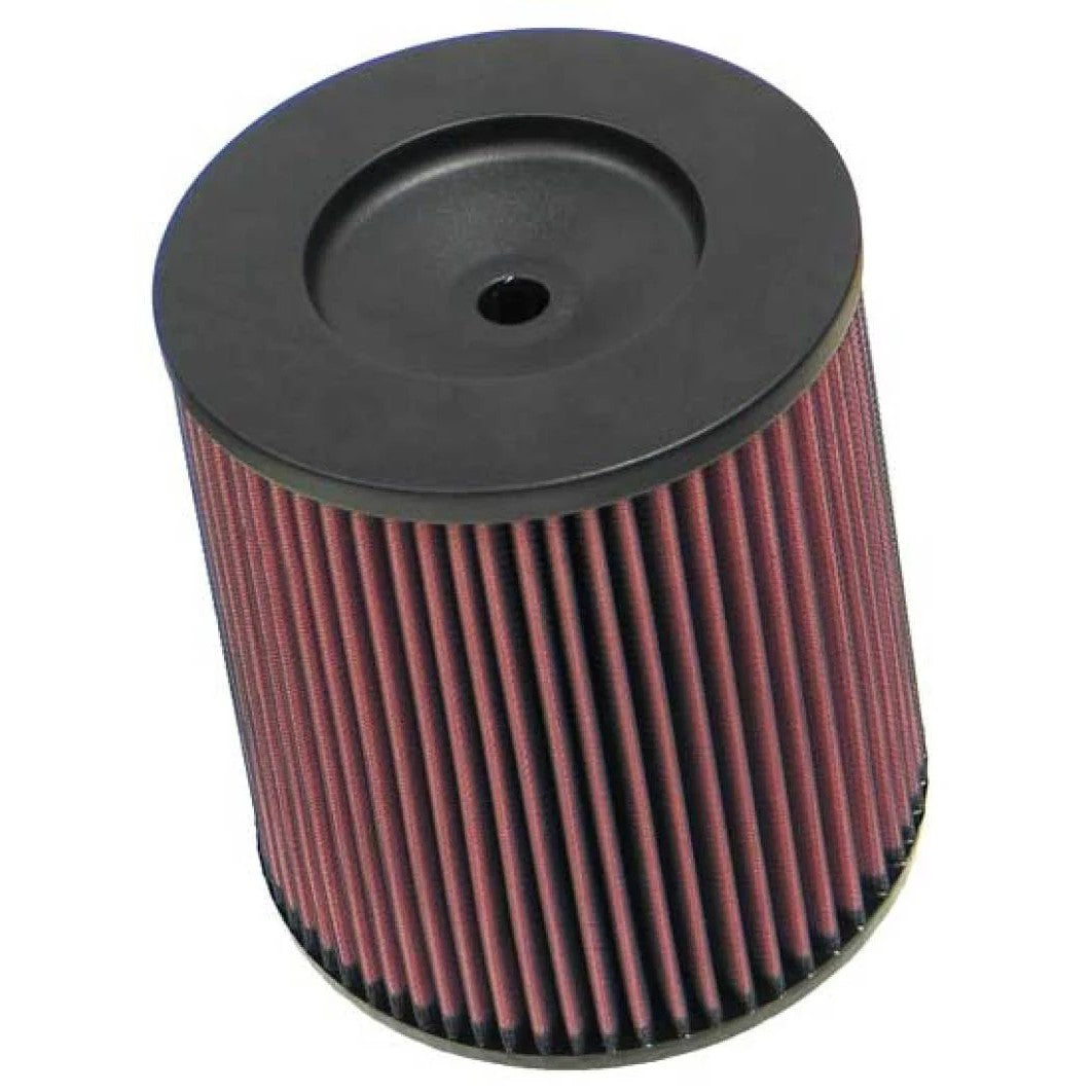 K&N RC-4900 round tapered air filter featuring red pleated cotton media and a black molded rubber flange.