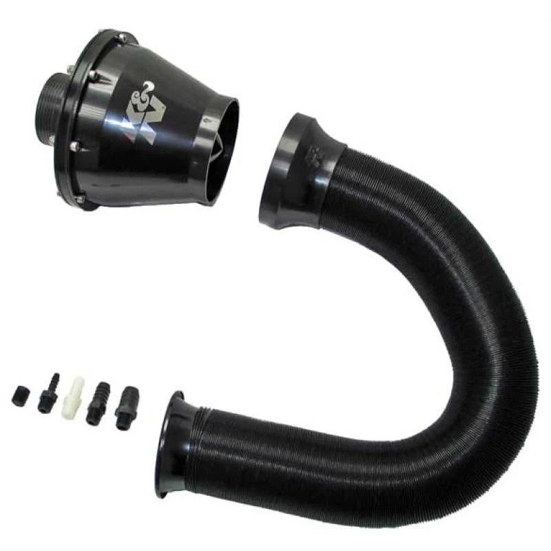 Black K&N Apollo enclosed universal cold air intake housing with 70mm mounting flange