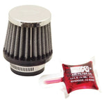 K&N RC-0790 round tapered universal air filter with polished chrome top and 1.375 inch rubber flange