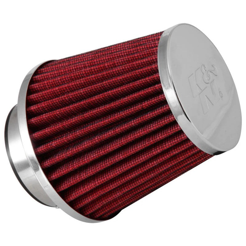 K&N universal cone air filter with chrome top and 2.75 inch adjustable rubber flange