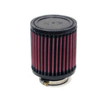 K&N RA-0500 universal clamp-on air filter featuring a black rubber flange and pleated cotton gauze filtration media.