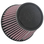 K&N RU-5135 universal clamp-on air filter with a round tapered cotton media and black rubber flange