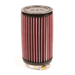 K&N RU-0820 universal clamp-on air filter with red pleated media and black molded rubber flange