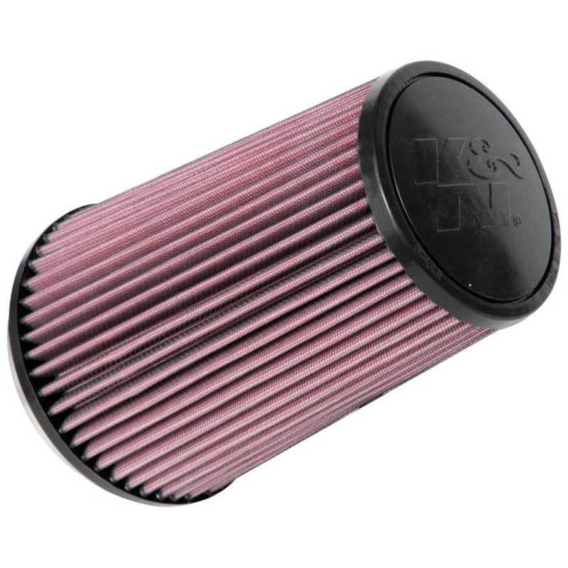 K&N RU-1008 round tapered universal clamp-on air filter with red pleated media and black rubber flange