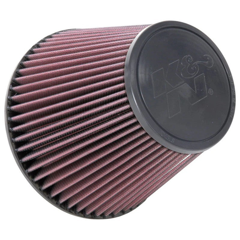 K&N RU-1048XD round tapered air filter with 6-inch flange and red pleated washable cotton media.