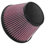 K&N RU-5138 universal clamp-on air filter featuring a 6-inch flange, 7.5-inch base, and 5-inch height.