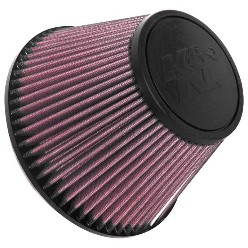 K&N RU-5138 universal clamp-on air filter featuring a 6-inch flange, 7.5-inch base, and 5-inch height.