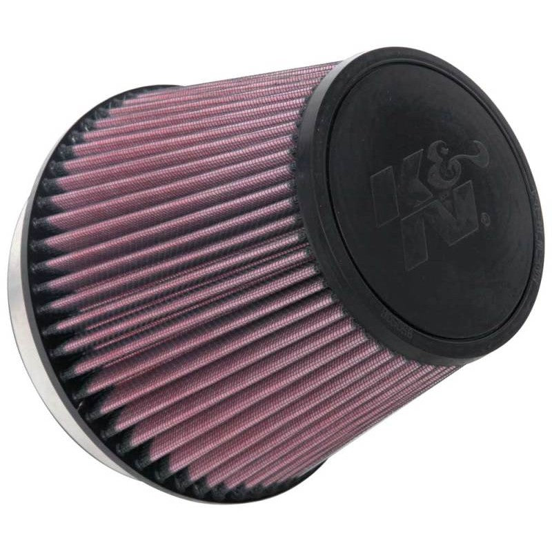 K&N RU-1036 universal tapered clamp-on air filter with 6-inch rubber flange and washable red media