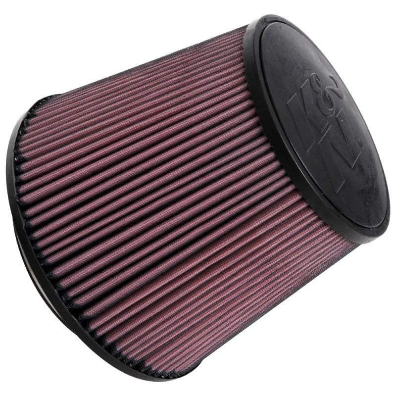 K&N RU-5179 conical universal clamp-on air filter with 6-inch mounting flange and red pleated media.