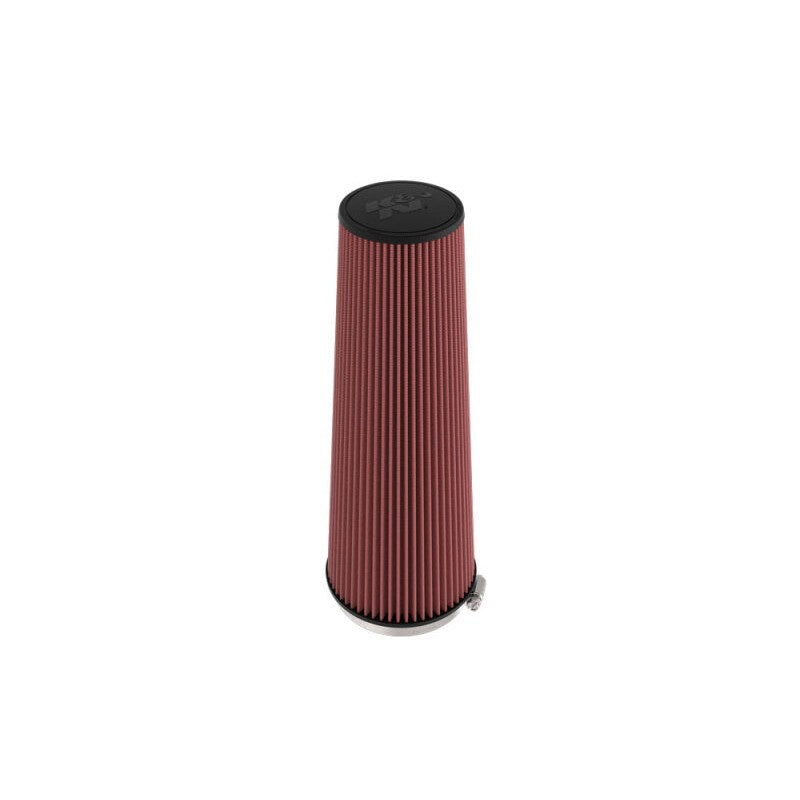 K&N RU-5295 round straight universal air filter with 7.5-inch 6-degree angled flange and red cotton gauze media.