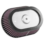 K&N E-3988 oval replacement air filter for RK Series assemblies featuring red oiled cotton gauze and wire mesh