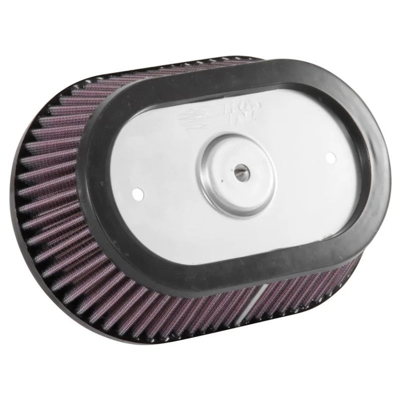 K&N E-3988 oval replacement air filter for RK Series assemblies featuring red oiled cotton gauze and wire mesh