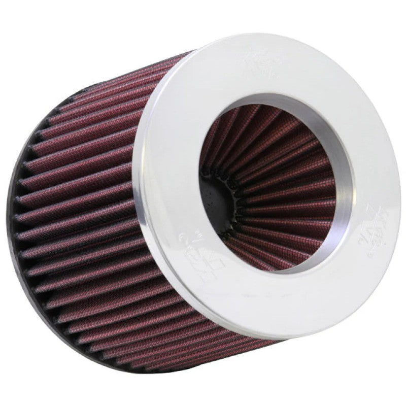 K&N RR-3003 round tapered universal air filter with 3 inch flange and polished inverted top.