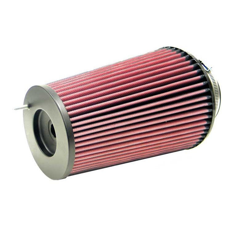 K&N RC-4780 round tapered universal air filter with red pleated media and a 4-inch black rubber mounting flange.
