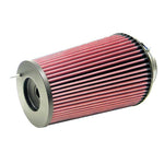 K&N RC-4780 round tapered universal air filter with red pleated media and a 4-inch black rubber mounting flange.