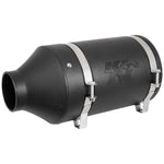 K&N 54-6853 cylindrical off-road air intake canister with velocity stack adapters and foam pre-filter wrap.