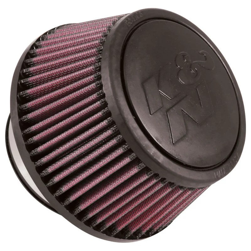 K&N RU-5288 tapered clamp-on air filter with red oiled cotton media and 3-inch black rubber flange.