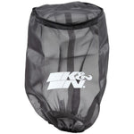 Black K&N PreCharger polyester filter wrap for universal round tapered air filters, RE-0810PK.