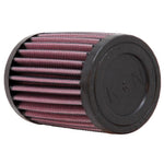 K&N RU-0160 round straight universal air filter with red pleated media and black 1.5-inch rubber flange.