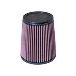 K&N RU-3610 universal tapered cone air filter with red pleated media and black 2.75 inch rubber flange
