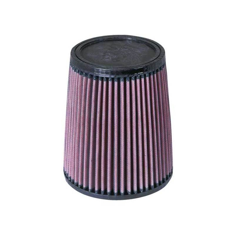 K&N RU-3610 universal tapered cone air filter with red pleated media and black 2.75 inch rubber flange