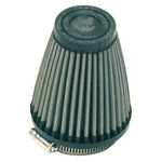 K&N R-1260 universal tapered air filter with red oiled cotton media and black rubber flange and top.