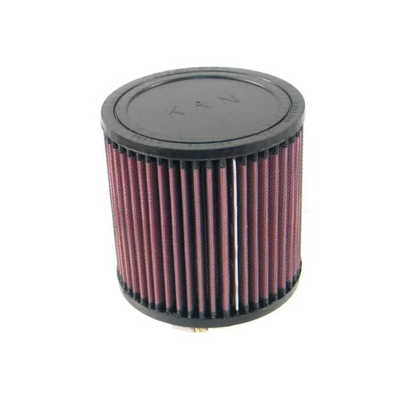 K&N RU-2430 round straight universal air filter with 3 inch rubber flange and pleated cotton media.