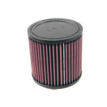 K&N RU-2430 round straight universal air filter with 3 inch rubber flange and pleated cotton media.