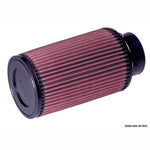 K&N RE-0910 round tapered universal air filter with 3 inch rubber flange and red pleated media