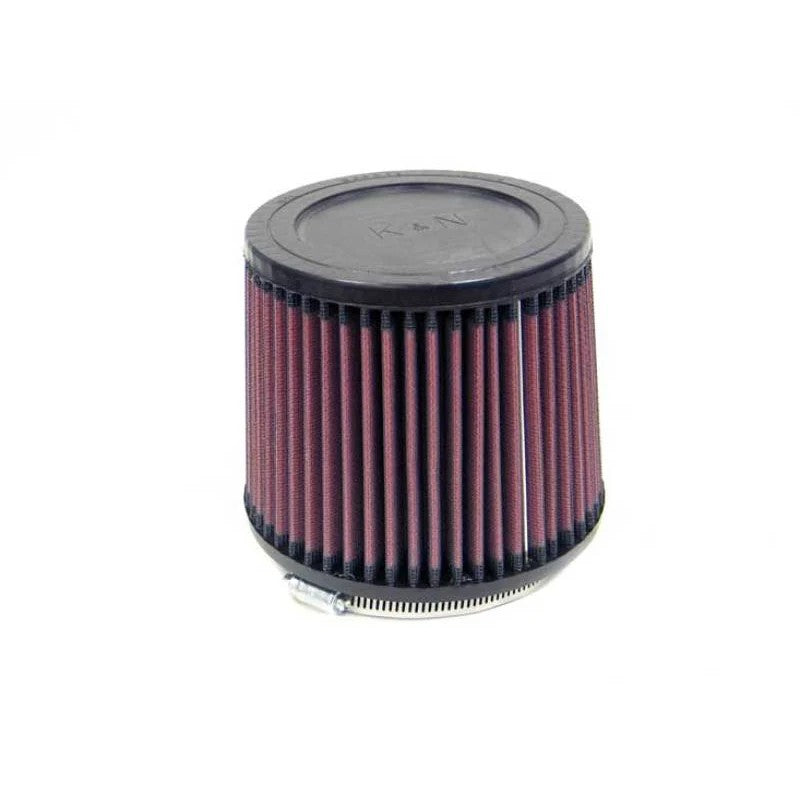 K&N RU-4260 universal tapered cone air filter with 4.5 inch flange and black rubber base and top