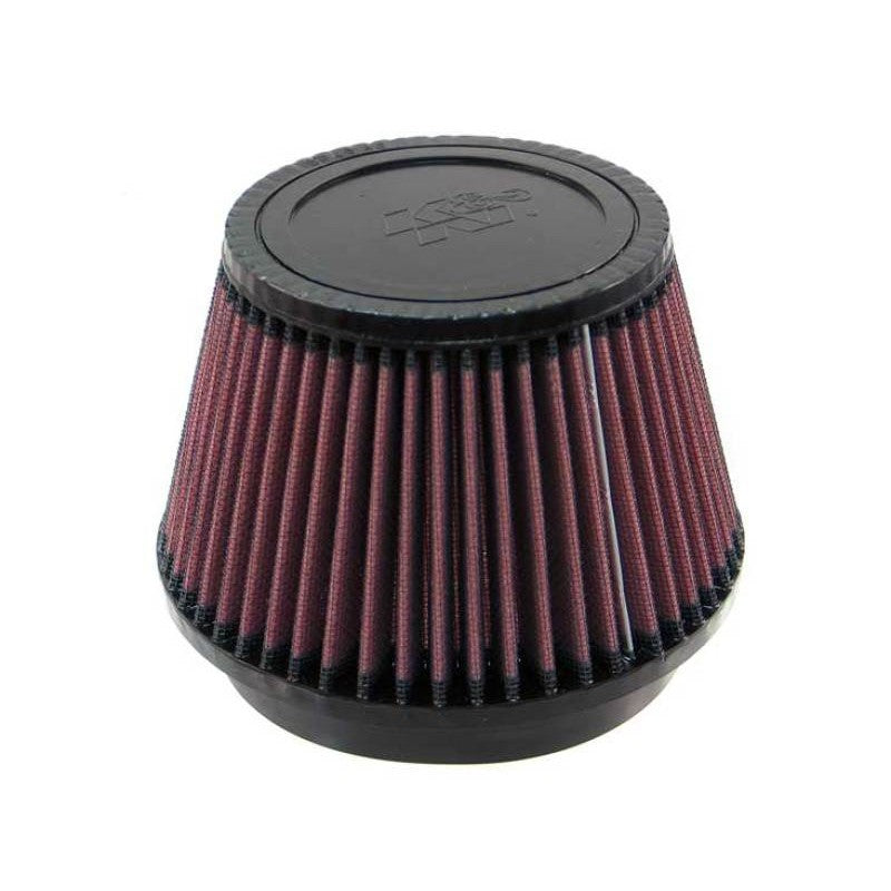 K&N RU-5163 universal conical air filter with 5-inch rubber flange and washable cotton gauze filtration media.