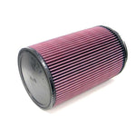 K&N RU-3040 universal round straight air filter with 6-inch rubber flange and 12-inch tall washable cotton media.