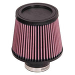 K&N RU-5174 round tapered air filter with red pleated media and a 2.5 inch black rubber mounting flange.