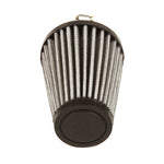 K&N R-1100 round tapered air filter with black rubber base and red pleated filtration media.