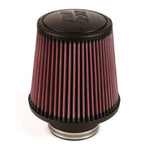 K&N RE-0930 round tapered air filter with 3-inch black rubber flange and red pleated media