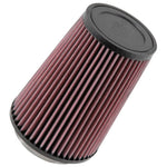 K&N RU-2710 round tapered air filter with red pleated media and a black molded rubber flange.